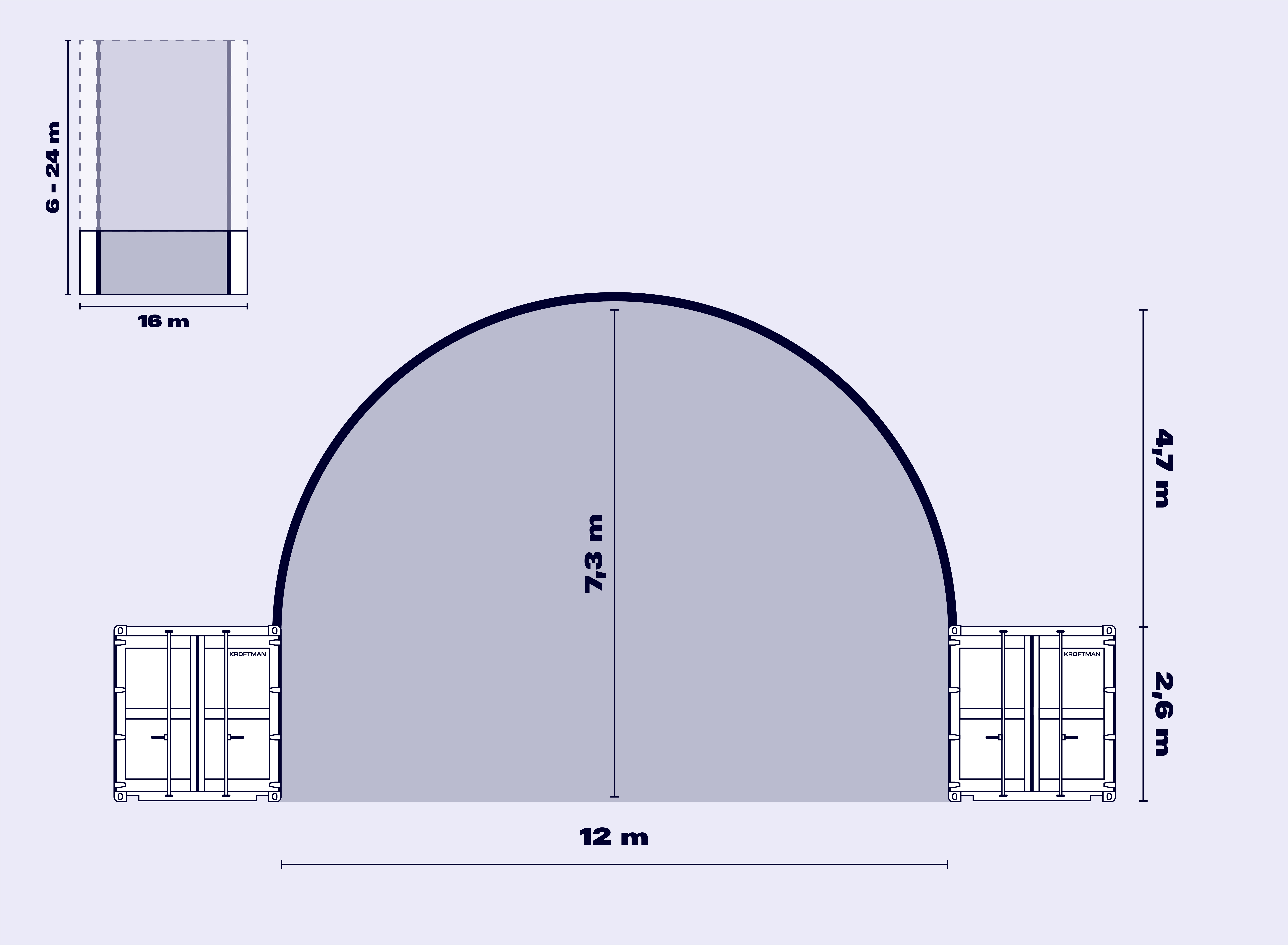 Container shelter 12 x 18 m arch roof | Kroftman