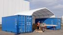 TC606 Saddle Roof container shelter, 36 m2 shelter for 2 containers