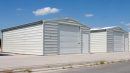 E509 steel storage building, 5.7 m wide, uninsulated