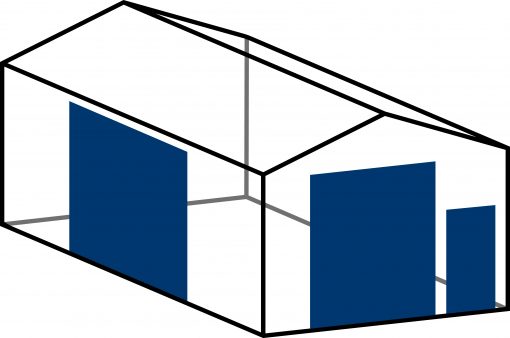 1 x overheaddeur 300x275 cm (H x B) en 1 x loopdeur in voorwand + 1 x overheaddeur 256x274 cm (H x B) in zijwand - Afbeelding 1