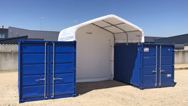 TC403 container shelter, 12 m2 shelter for 2 containers