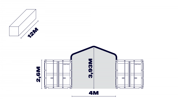 Abri sur containers TC412 toit à pignon