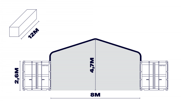 Container shelter TC812 Saddle Roof