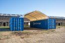 Auvent pour conteneurs TC1012 toit à pignon 122 m2, abri pour 2 conteneurs