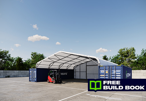Container shelter 12x12m Saddle Roof