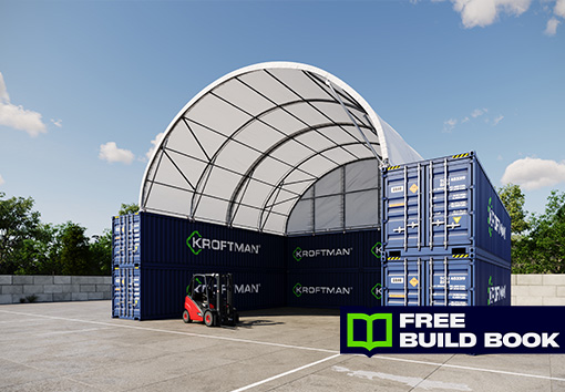 Abri sur containers 12x12m toit en arche